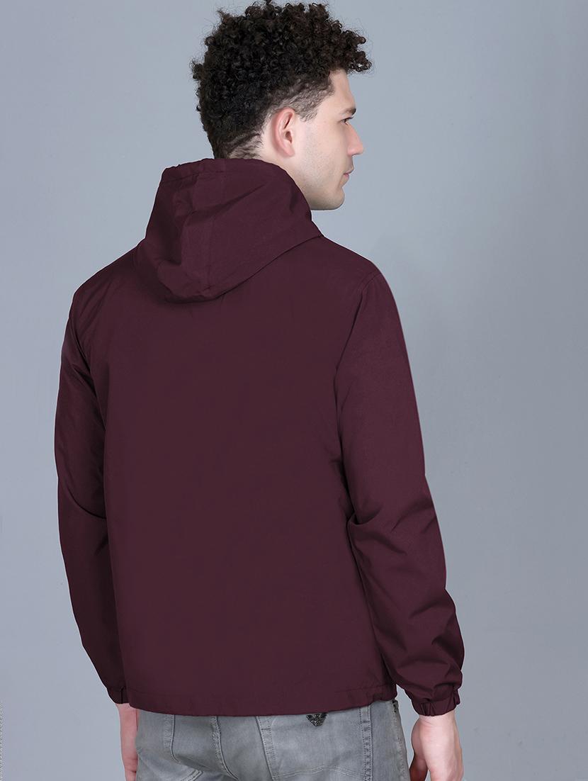 men solid long sleeve lightweight windcheater hooded jacket - 22011442 - Standard Image - 2