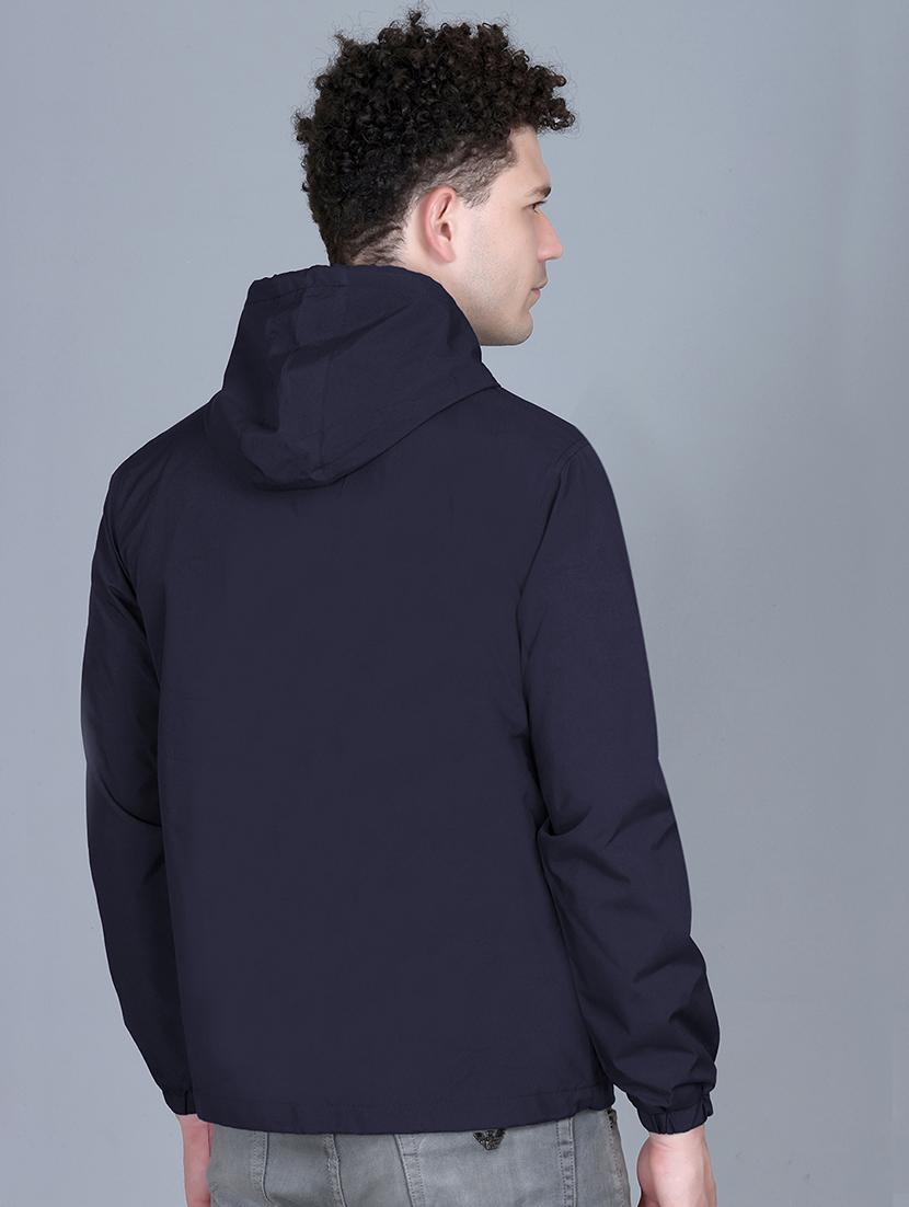 men solid long sleeve lightweight windcheater hooded jacket - 22011443 - Standard Image - 2