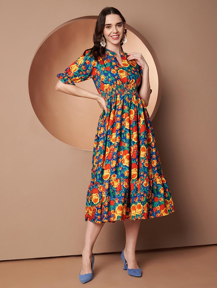 women floral print puff sleeve tiered dress - 22011451 - Standard Image - 2