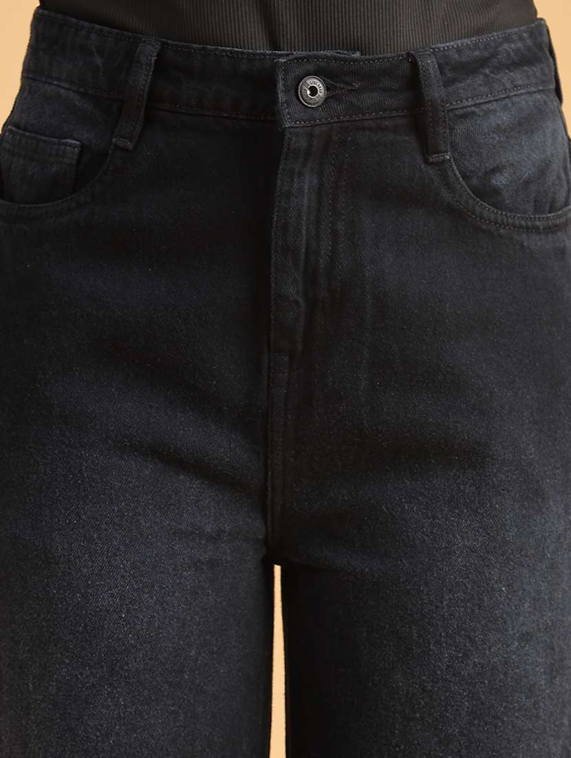 women solid high rise wide leg jean - 22011509 -  Standard Image - 2