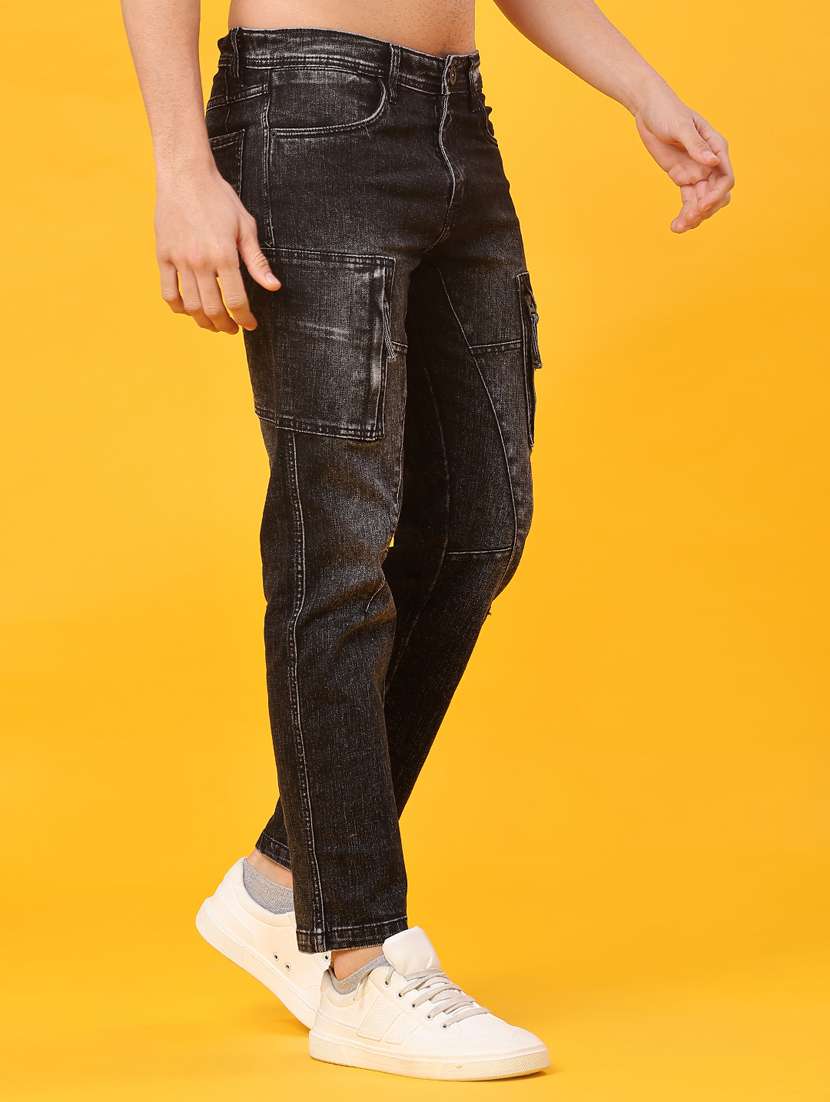 men solid mid rise regular fit cargo - 22011604 -  Standard Image - 2