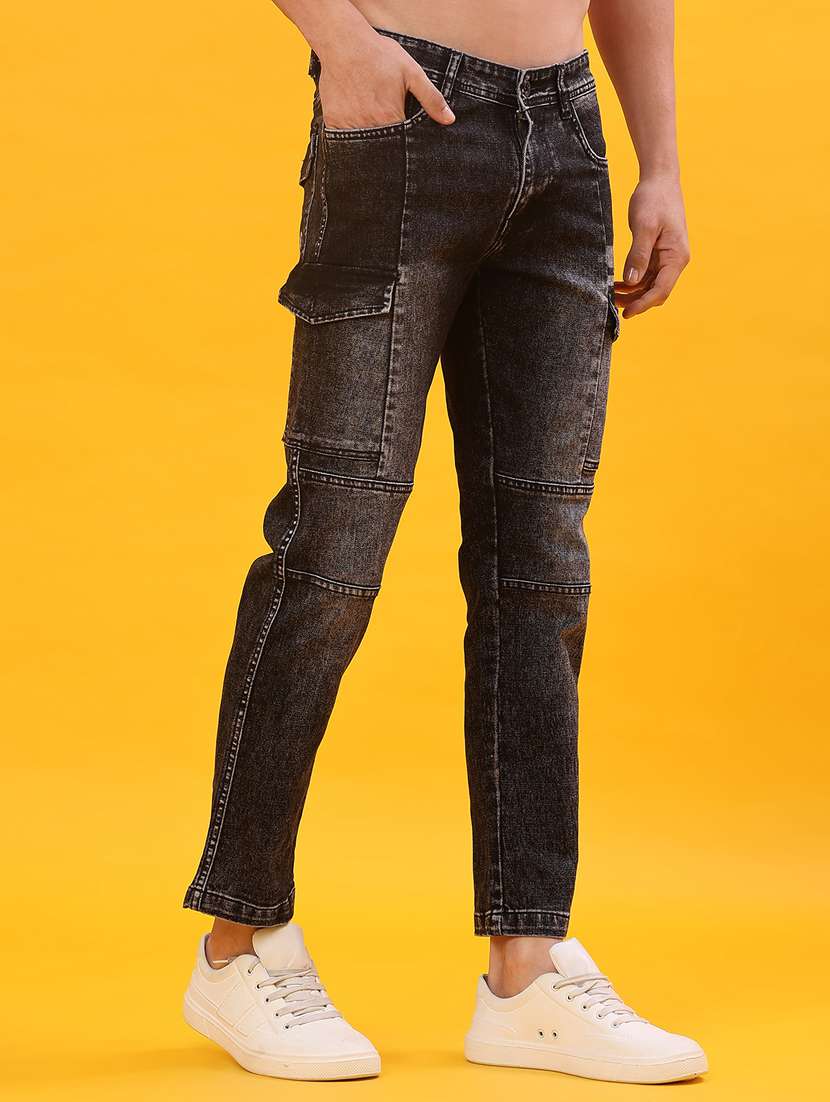 men solid mid rise regular fit cargo - 22011606 -  Standard Image - 2