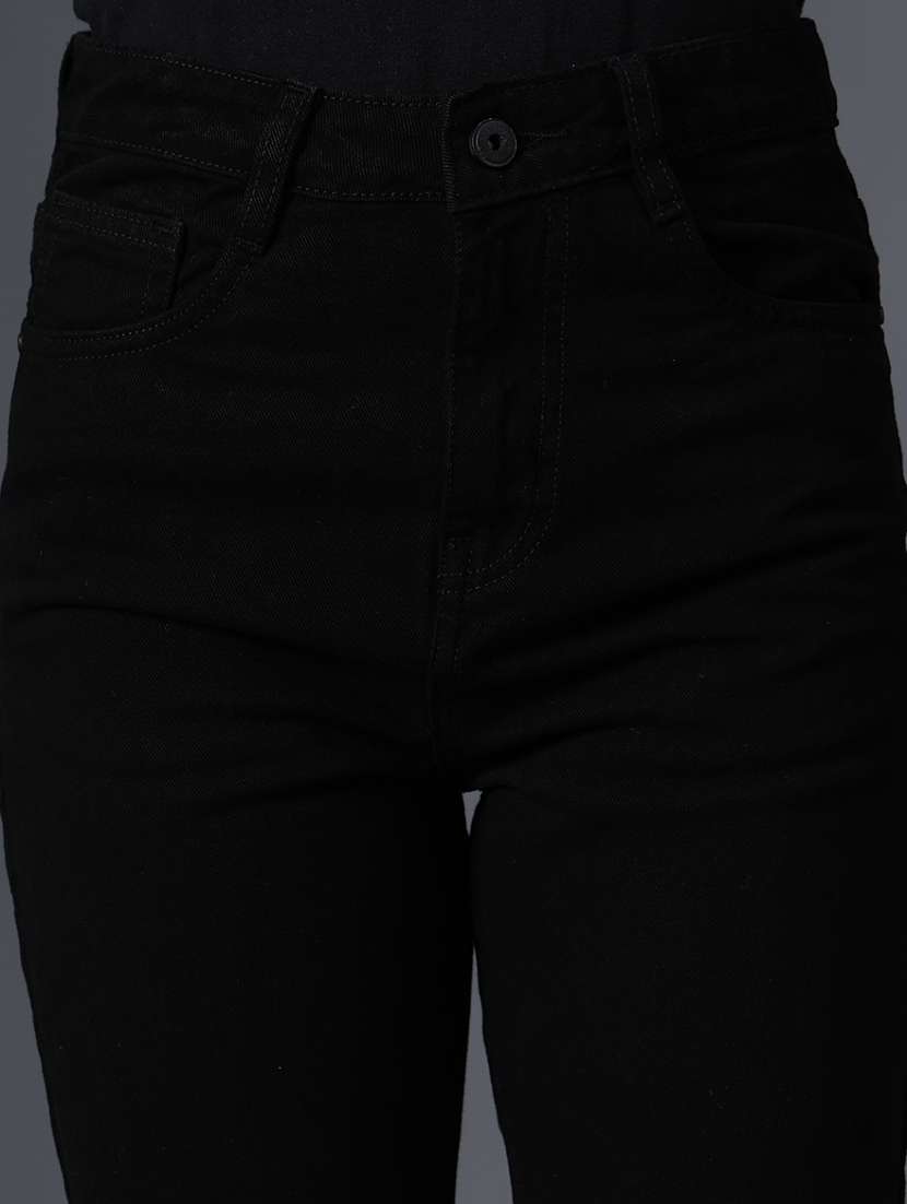 women solid mid rise slash knee straight jean - 22011707 -  Standard Image - 2