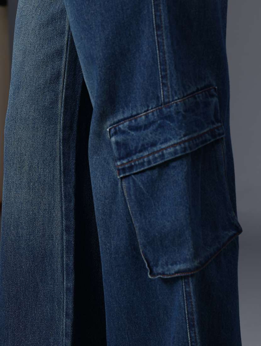 women solid high rise wide leg cargo - 22011708 -  Standard Image - 2