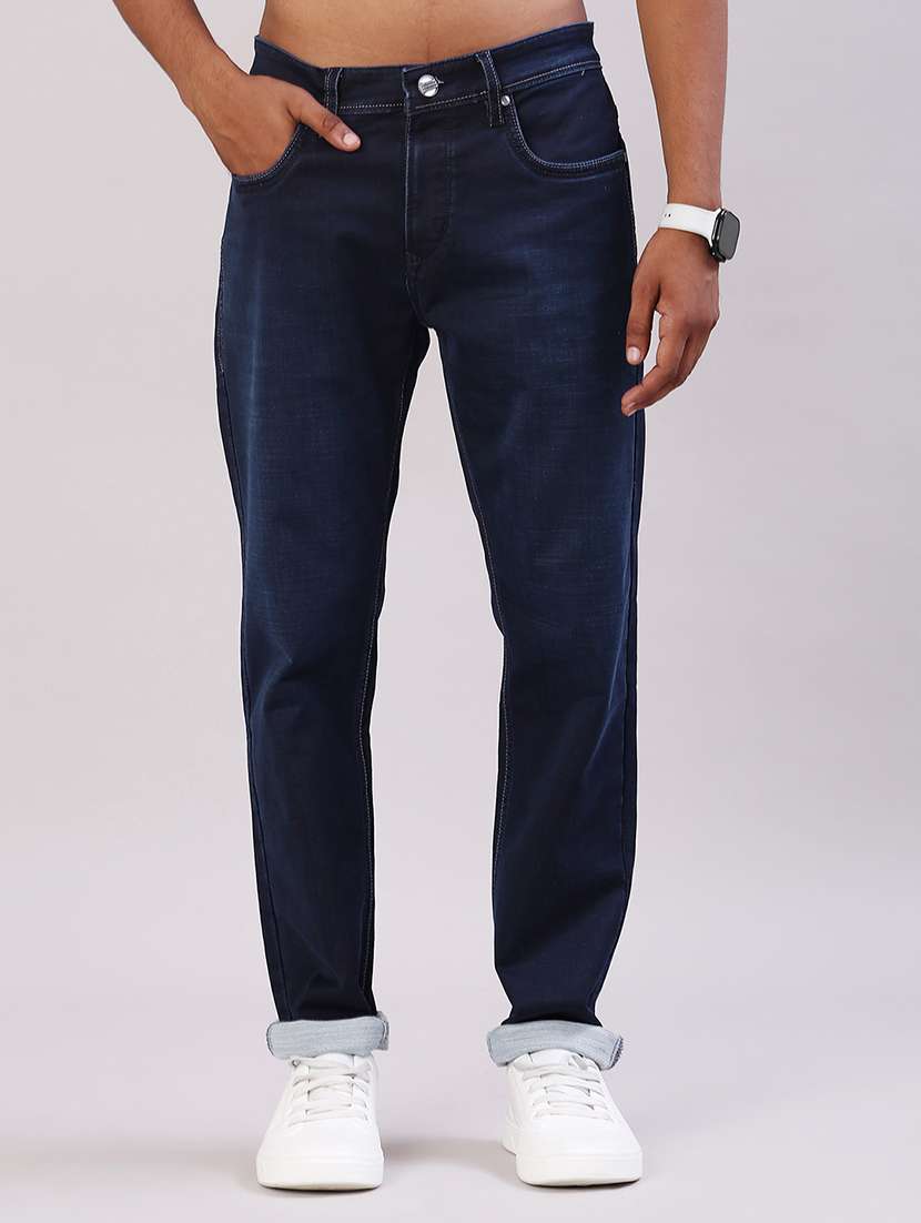 men solid mid rise tapered fit jeans