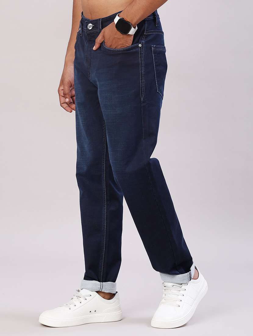 men solid mid rise tapered fit jeans - 22011776 -  Standard Image - 2