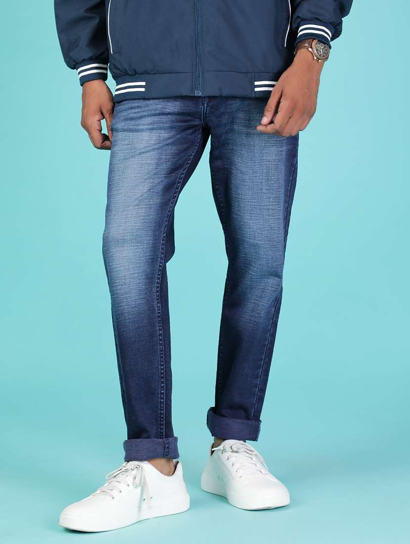 men solid mid rise tapered fit jeans