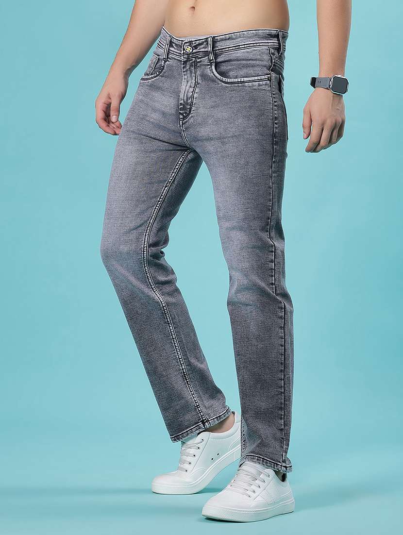 men washed mid rise full length jean