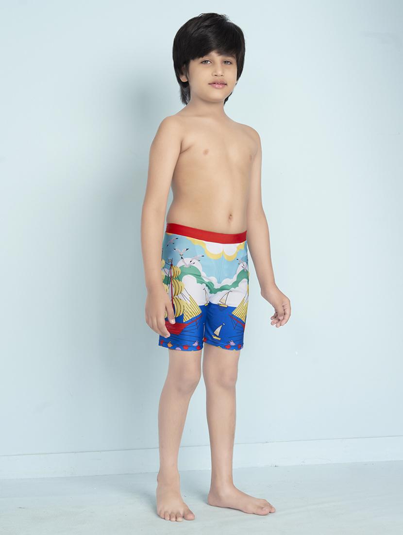 boys printed mid rise swimming shorts - 22011970 - Standard Image - 2