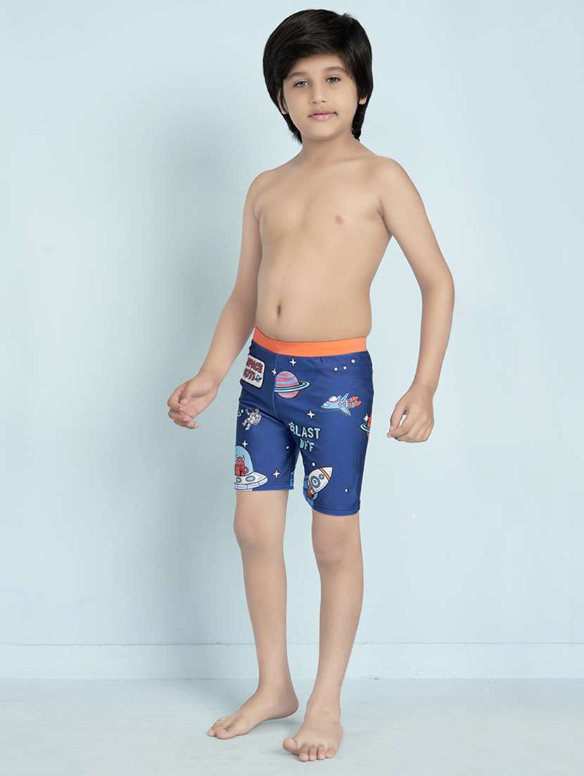 boys printed mid rise swimming shorts - 22011971 - Standard Image - 2