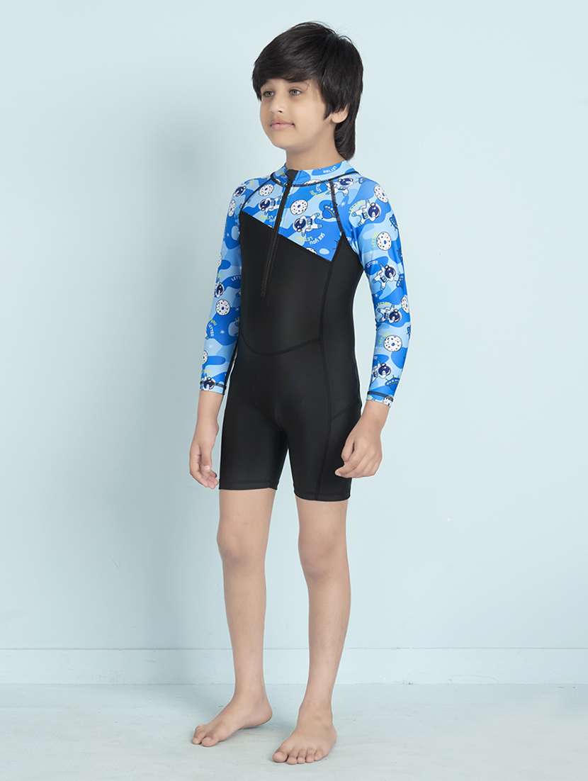 boys printed sports wear round neck swimsuit - 22011983 - Standard Image - 2