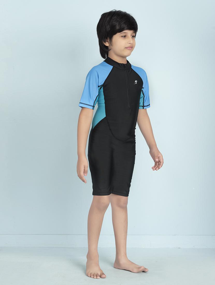 boys color block sports wear round neck swimsuit - 22011986 - Standard Image - 2