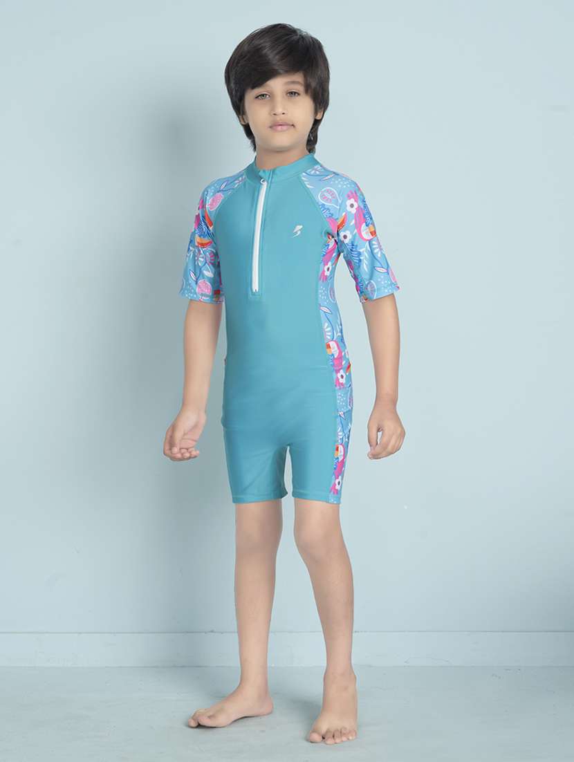 boys printed sports wear round neck swimsuit - 22011987 - Standard Image - 2