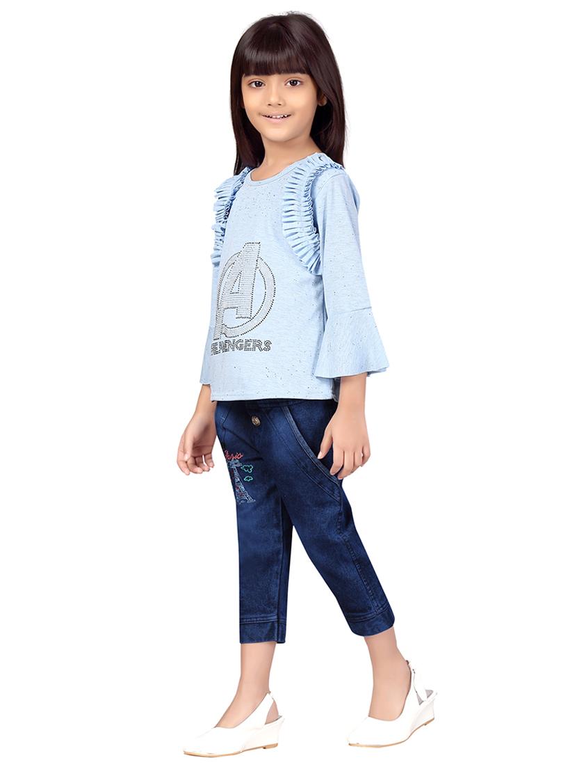 gilrs printed top and trouser co-ord set - 22012010 - Standard Image - 2