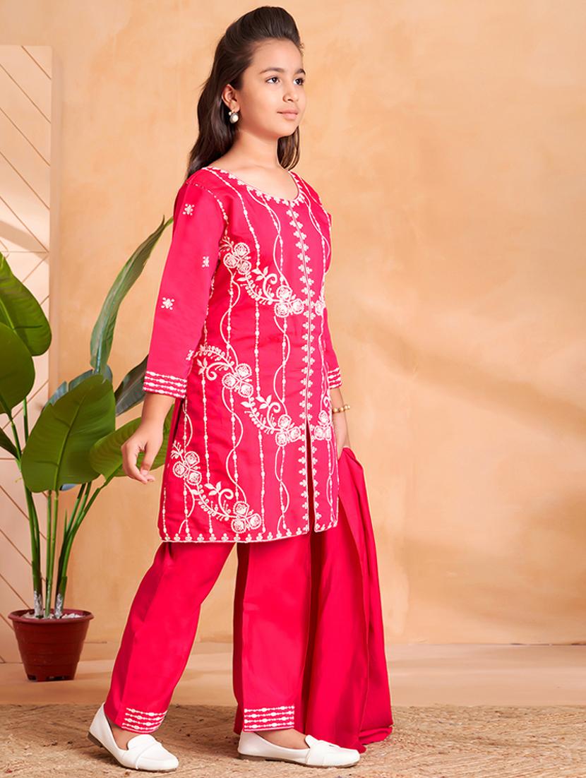 girls embroidered kurta and pant with dupatta - 22012036 - Standard Image - 2