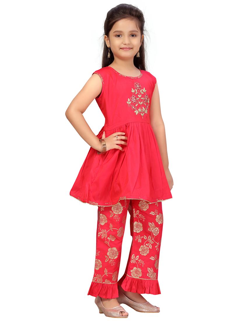 girls foil print kurta and sharara set - 22012038 - Standard Image - 2