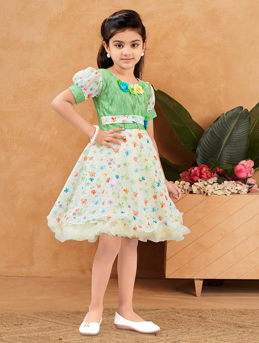 girls floral print puff sleeve fit & flare dress - 22012076 - Standard Image - 2