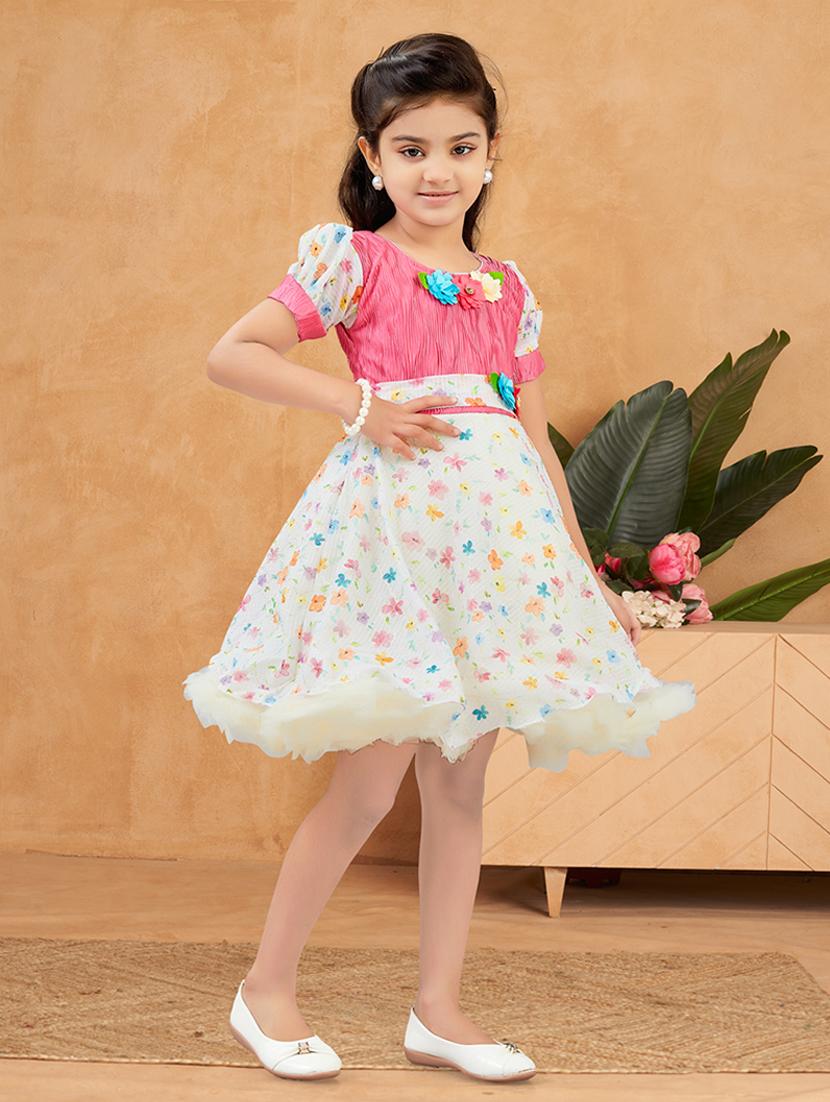girls floral print puff sleeve fit & flare dress - 22012077 - Standard Image - 2