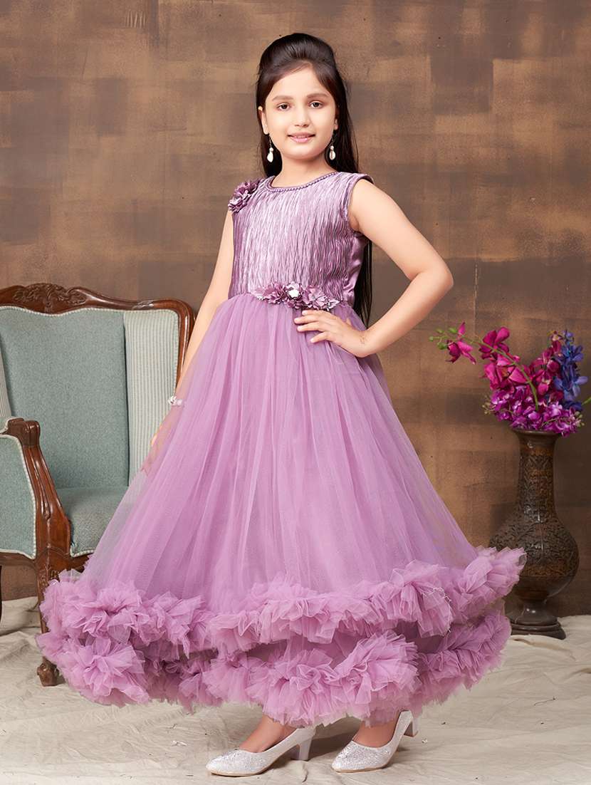 girls solid sleeveless fit & flare maxi dress - 22012080 - Standard Image - 2