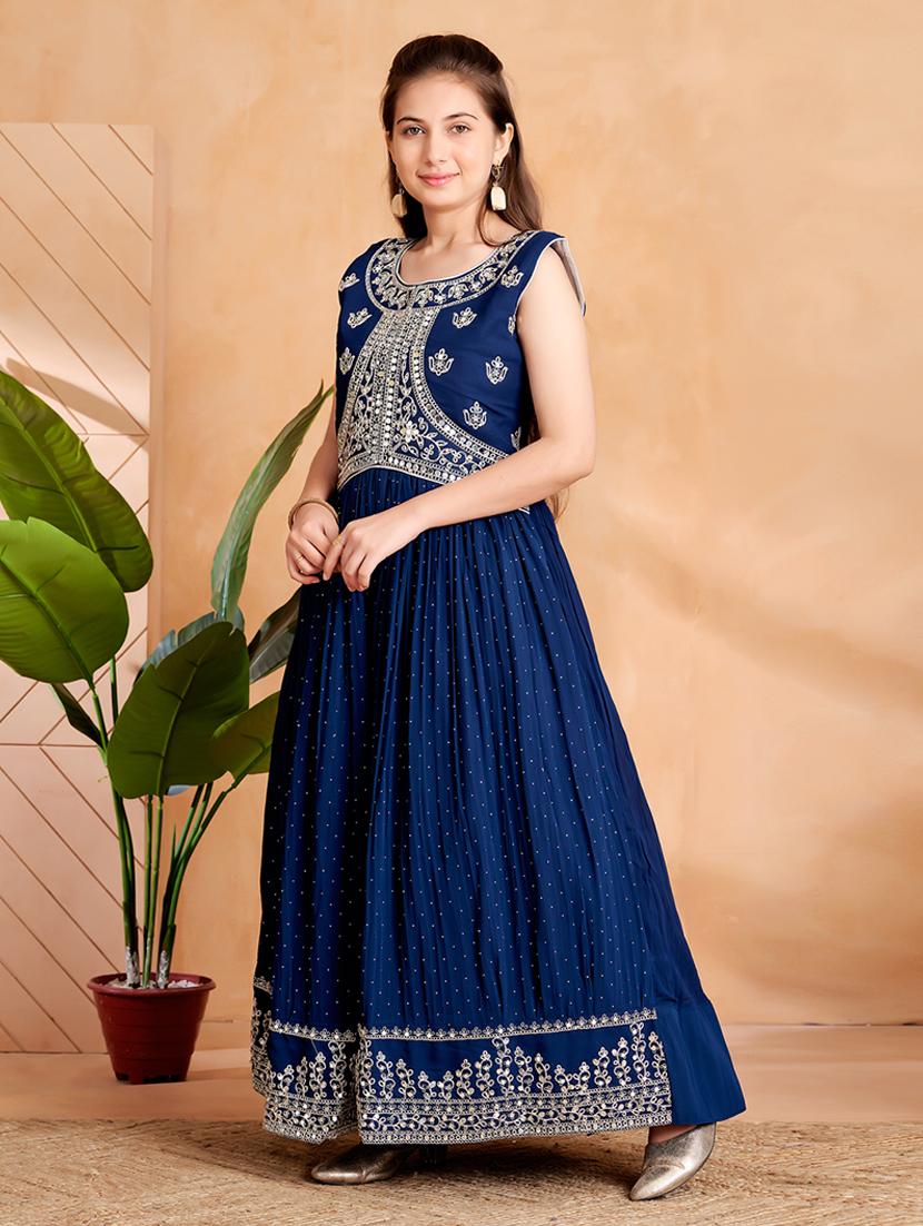girls embroidered sleeveless fit & flare gown - 22012092 - Standard Image - 2