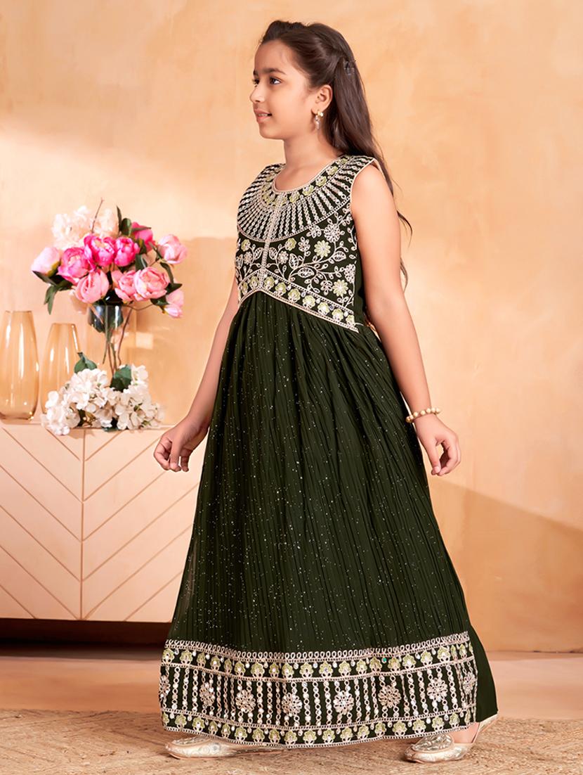 girls embroidered sleeveless fit & flare gown - 22012094 - Standard Image - 2
