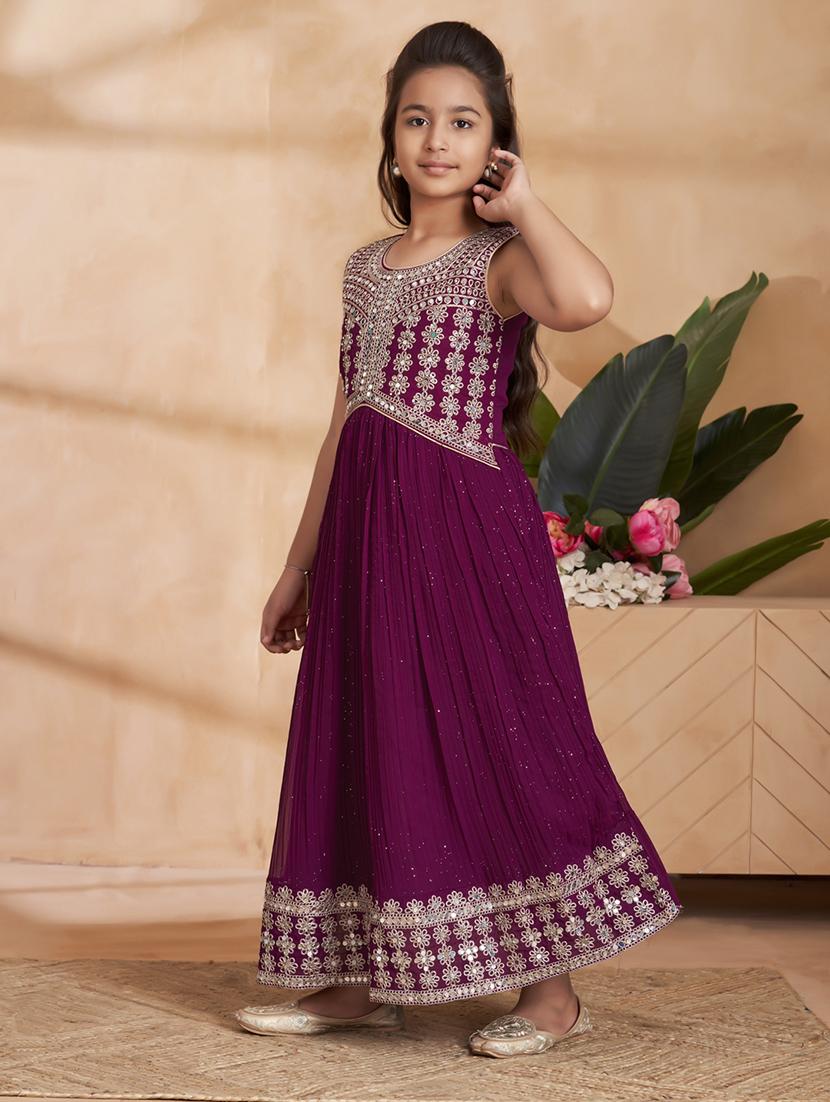 girls embroidered sleeveless fit & flare gown - 22012096 - Standard Image - 2