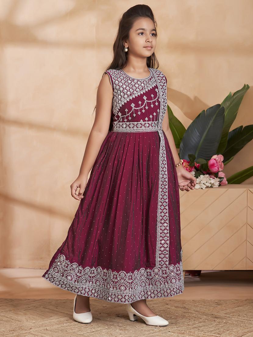 girls embroidered sleeveless fit & flare gown - 22012098 - Standard Image - 2