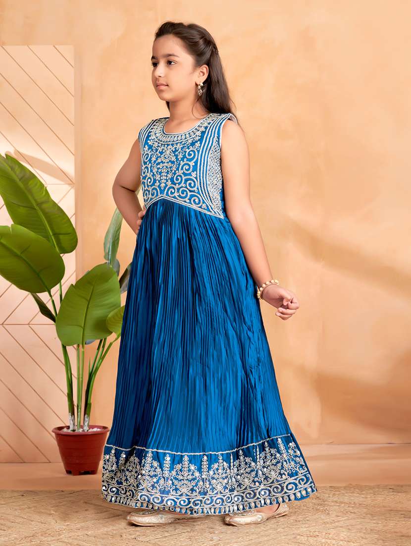 girls embroidered sleeveless fit & flare gown - 22012104 - Standard Image - 2
