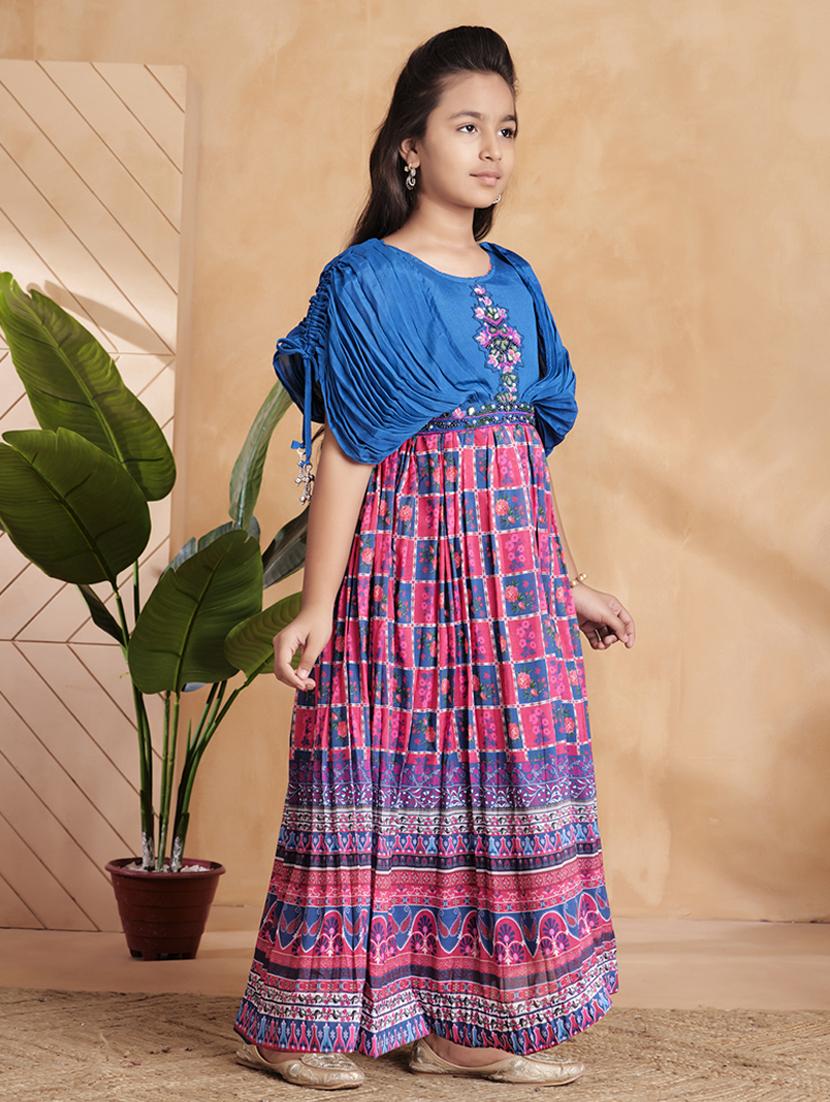 girls printed short sleeves fit & flare gown - 22012106 - Standard Image - 2