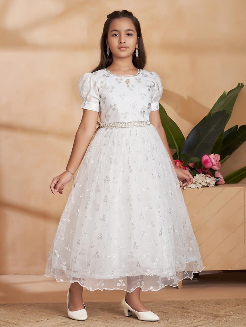 girls embellished puff sleeve fit & flare dress - 22012112 - Standard Image - 2
