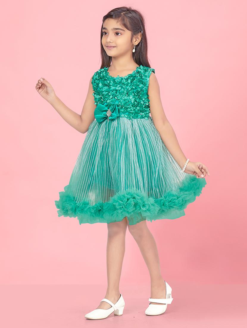 girls self designed sleeveless fit & flare dress - 22012115 - Standard Image - 2
