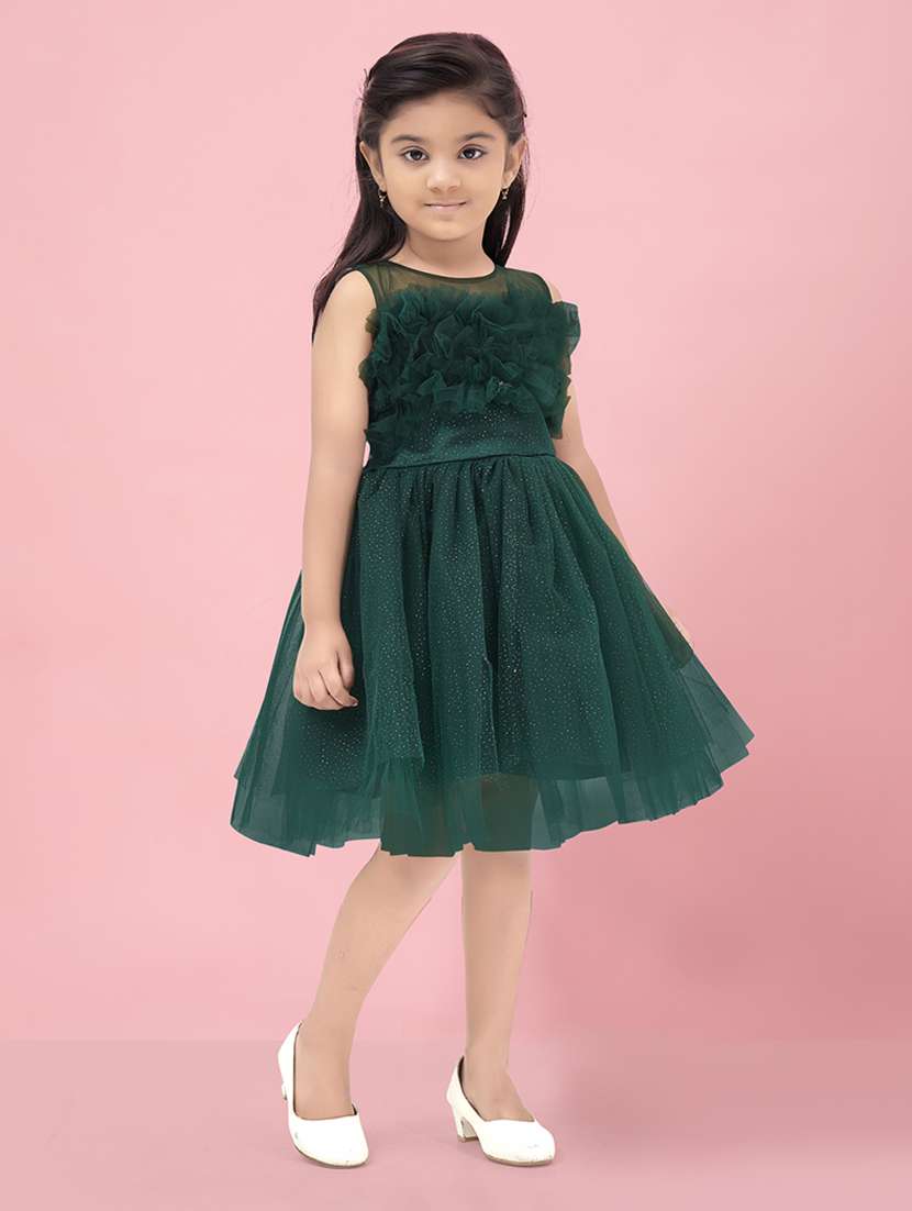 girls self designed sleeveless fit & flare dress - 22012116 -  Standard Image - 2