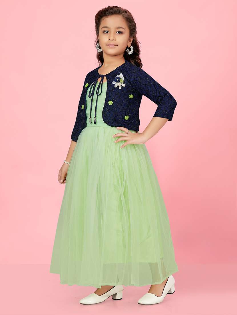 girls embellished three quarter sleeve fit & flare dress - 22012124 -  Standard Image - 2