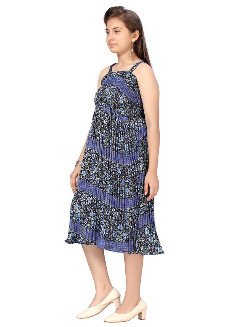 girls printged shoulder strap fit & flare dress - 22012125 - Standard Image - 2
