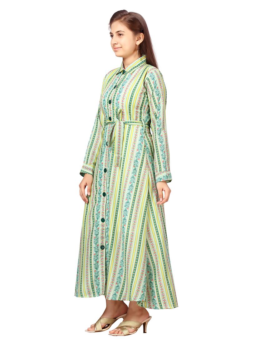 girls printed collared long sleeve shirt dress - 22012132 - Standard Image - 2