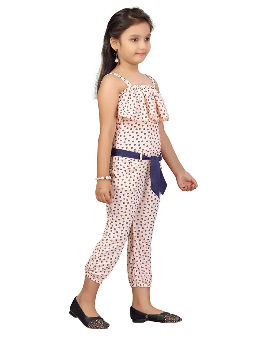 girls polka doted shoulder strap jumpsuit - 22012137 - Standard Image - 2