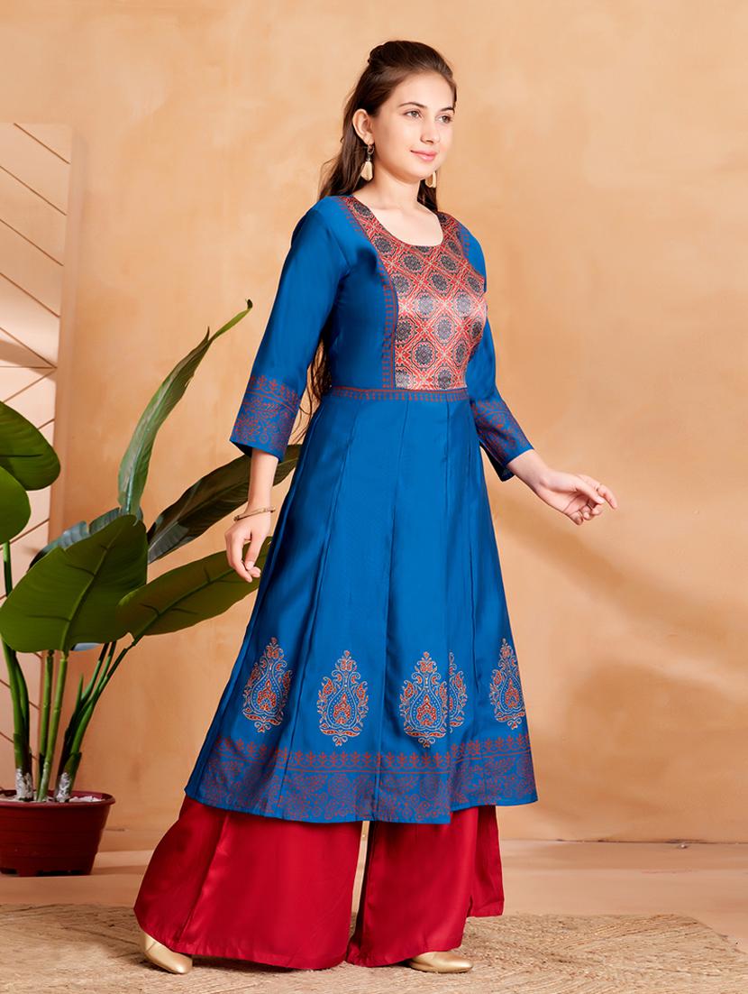 girls printed kurta palazzo set with dupatta - 22012143 - Standard Image - 2