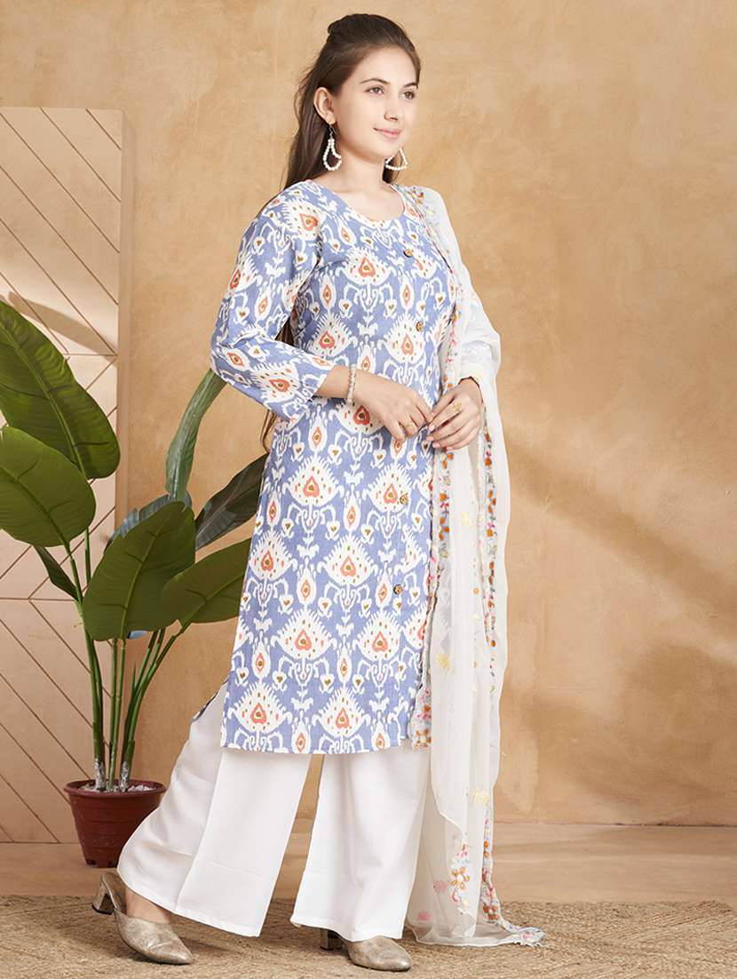girls printed kurta palazzo set with dupatta - 22012145 -  Standard Image - 2