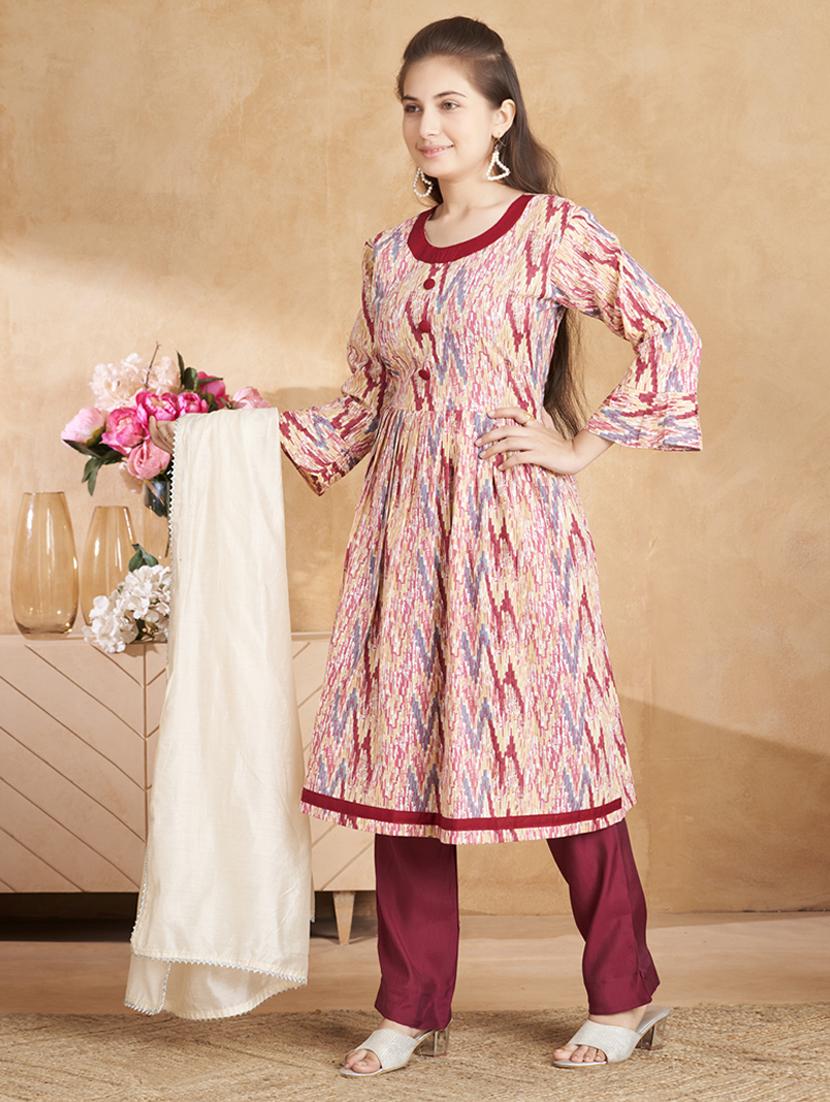 girls printed kurta pant set with dupatta - 22012148 - Standard Image - 2