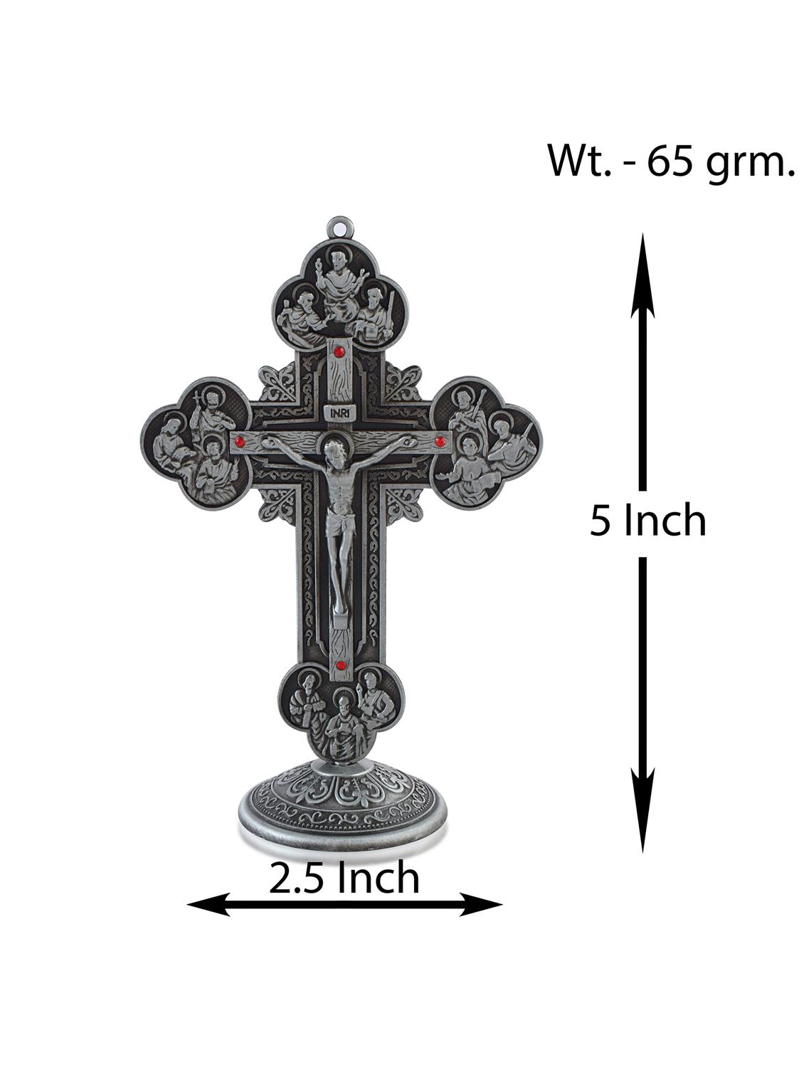 brass antique silver christian jesus cross crucifix stand home decor - 22012167 - Standard Image - 2