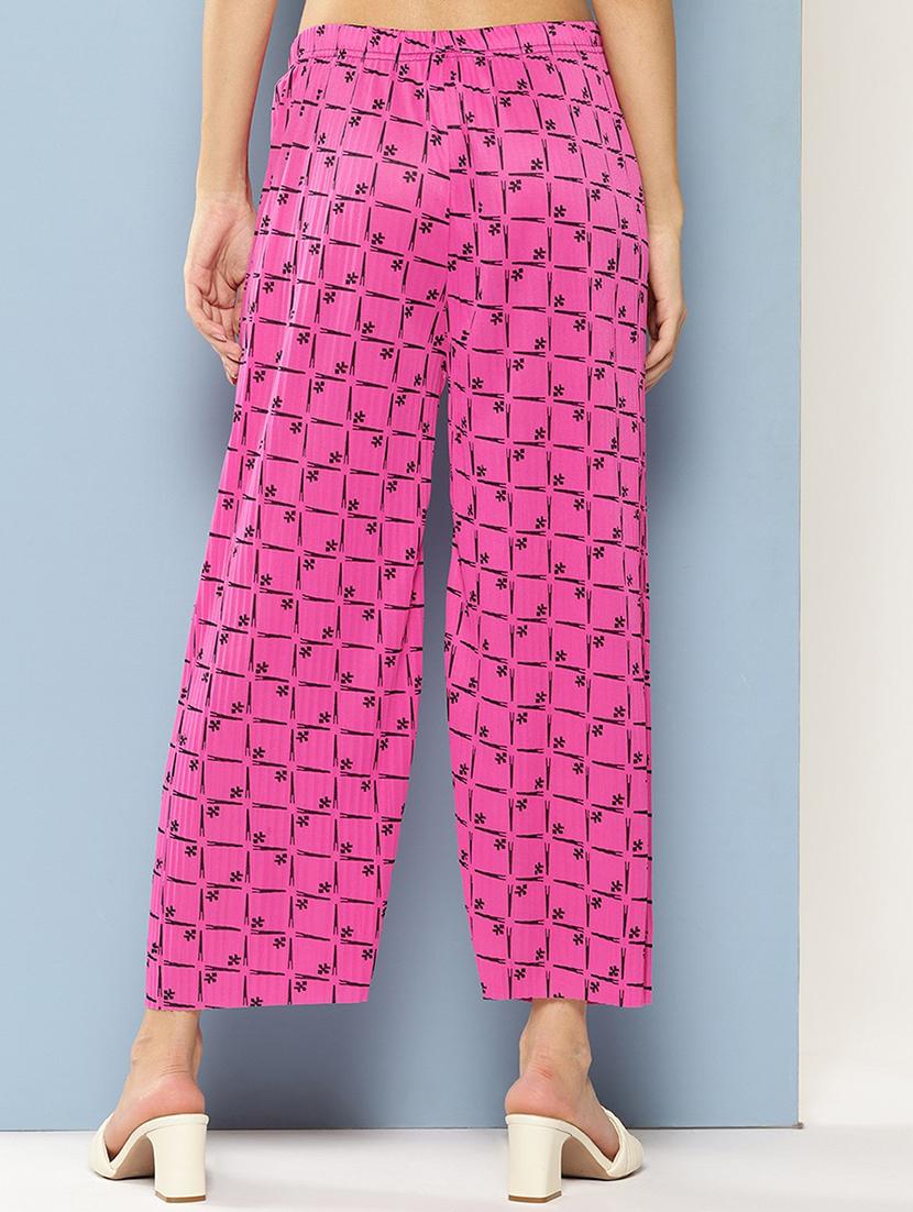 girls printed mid rise straight palazzo - 22012172 - Standard Image - 2