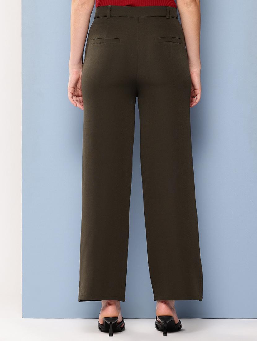 girls solid mid rise straight trouser - 22012175 - Standard Image - 2
