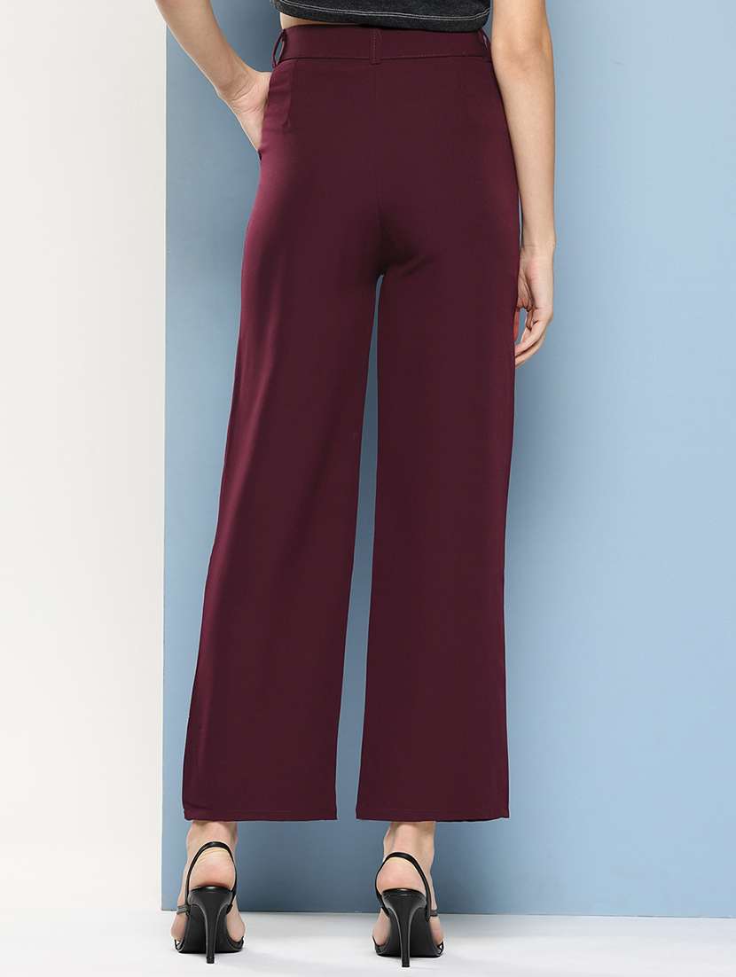 girls solid high rise straight trouser - 22012181 - Standard Image - 2