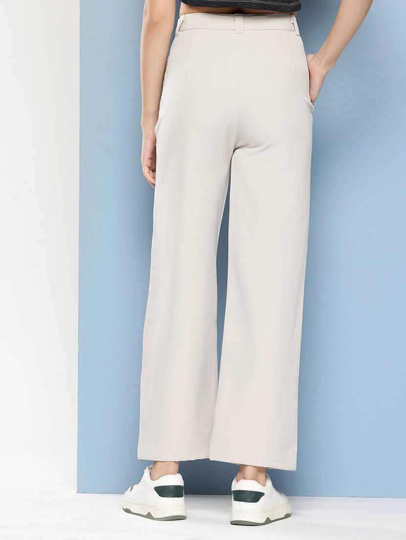 girls solid high rise straight trouser - 22012188 - Standard Image - 2