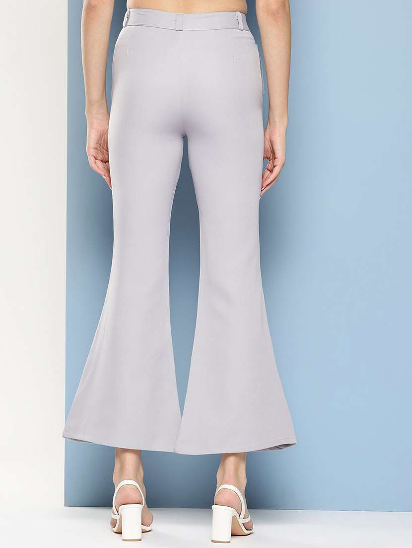 girls solid mid rise bootcut trouser - 22012191 -  Standard Image - 2