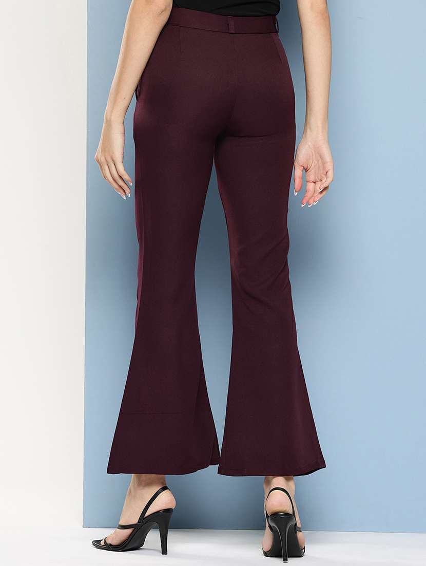 girls solid mid rise bootcut trouser - 22012192 -  Standard Image - 2