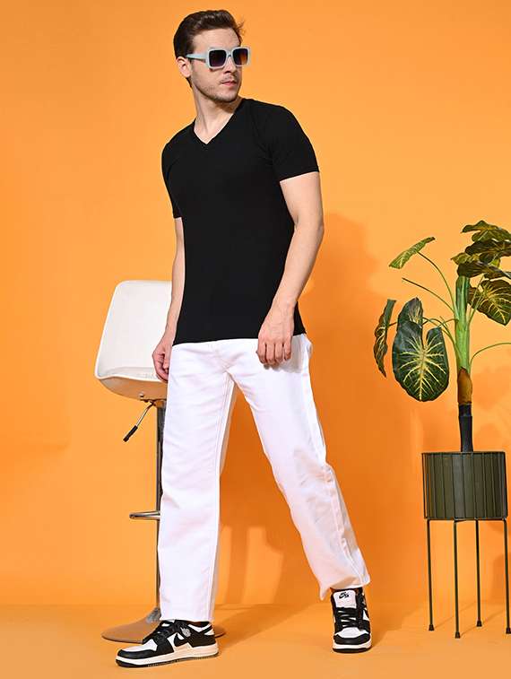 men white solid mid rise relaxed fit jeans - 22012194 -  Standard Image - 2