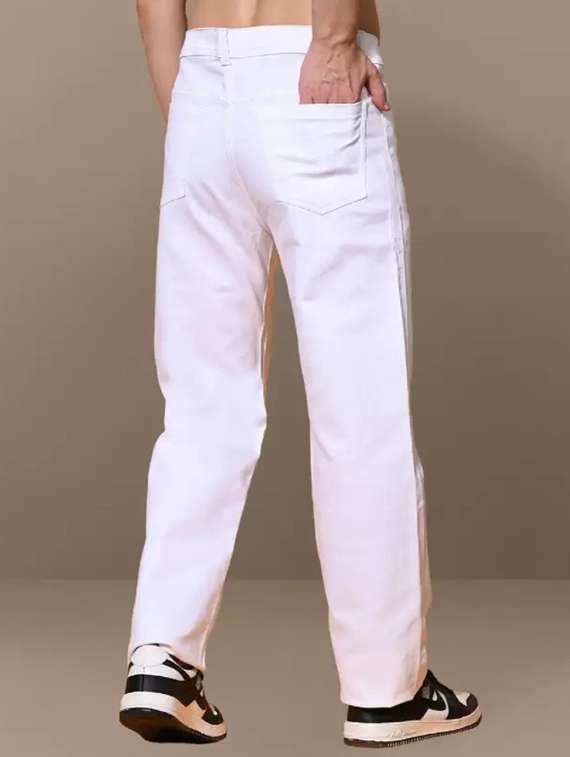 men white solid mid rise relaxed fit jeans - 22012201 - Standard Image - 2