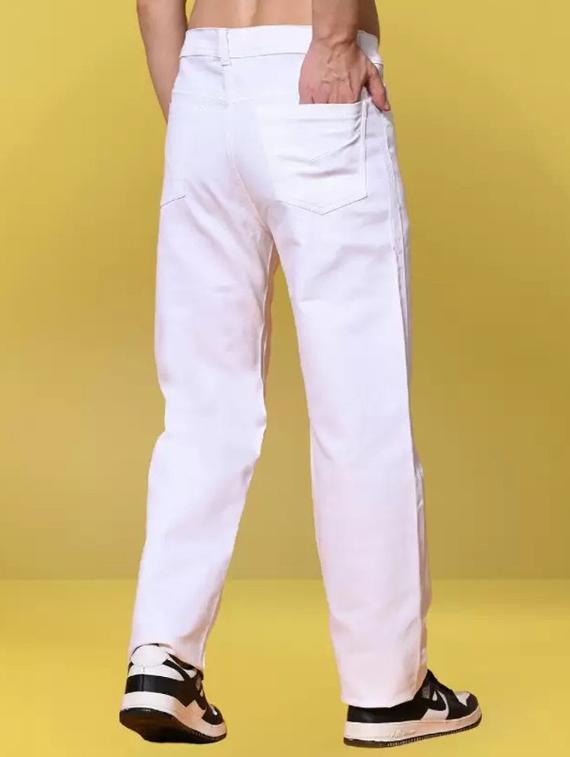 men white solid mid rise relaxed fit jeans - 22012205 - Standard Image - 2
