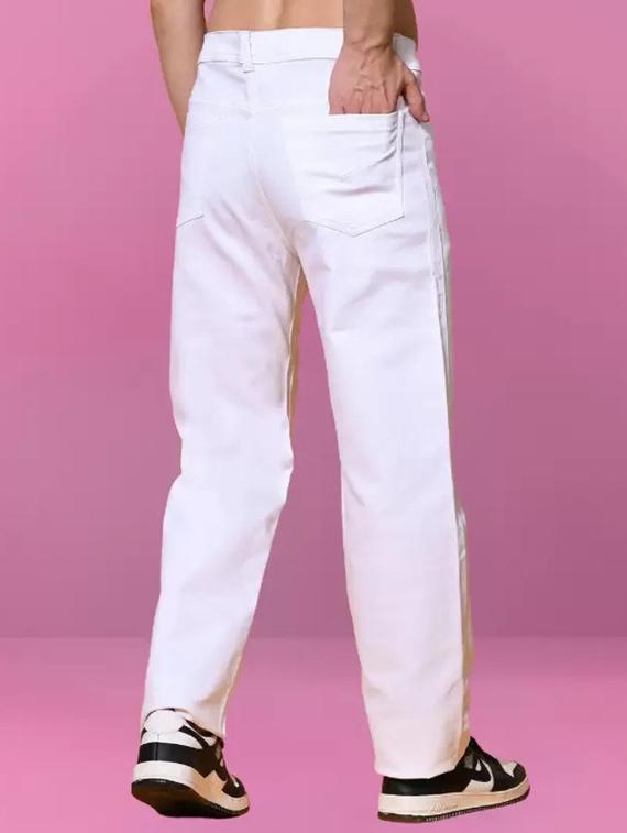 men white solid mid rise relaxed fit jeans - 22012206 - Standard Image - 2